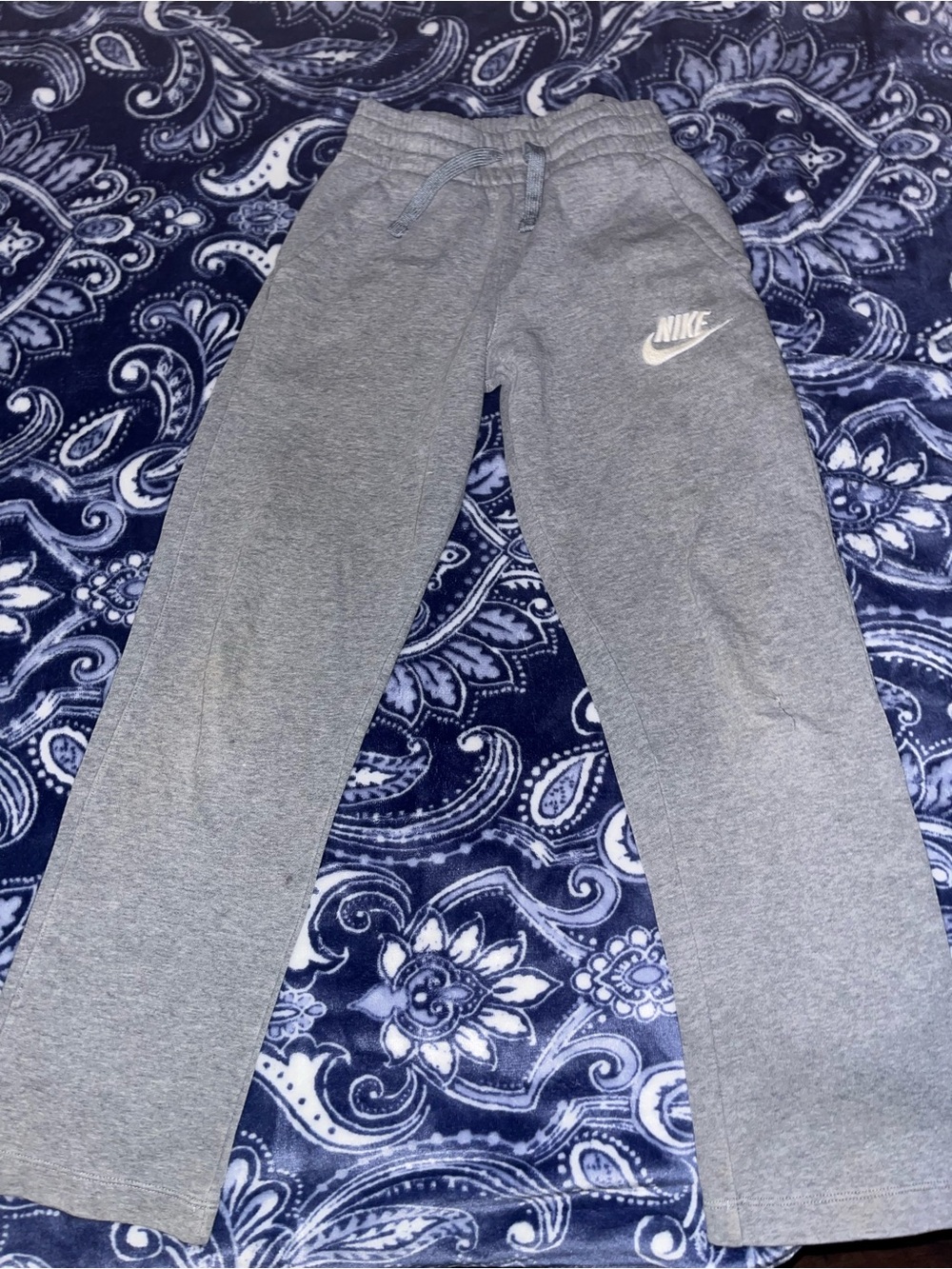 Nike Gray Kids Fleece Joggers with White Swoosh